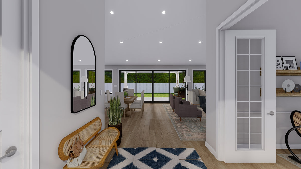 AO8481-A Modern Farmhouse Ranch House, 3 Bedrooms, 2.5 Bathrooms | Halifax House Plan 