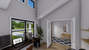 AO8481-A Modern Farmhouse Ranch House, 3 Bedrooms, 2.5 Bathrooms | Halifax House Plan Office