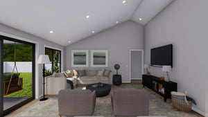 AO8481-A Modern Farmhouse Ranch House, 3 Bedrooms, 2.5 Bathrooms | Halifax House Plan Great Room