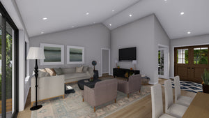 AO8481-A Modern Farmhouse Ranch House, 3 Bedrooms, 2.5 Bathrooms | Halifax House Plan Great Room