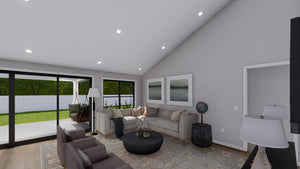 AO8481-A Modern Farmhouse Ranch House, 3 Bedrooms, 2.5 Bathrooms | Halifax House Plan Great Room