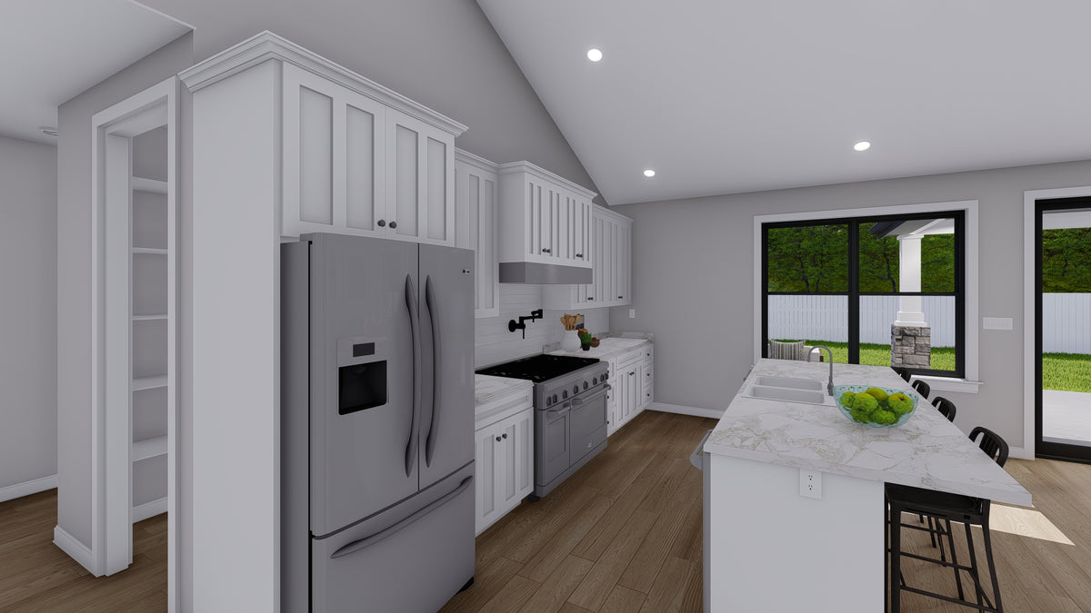 AO8481-A Modern Farmhouse Ranch House, 3 Bedrooms, 2.5 Bathrooms | Halifax House Plan Kitchen
