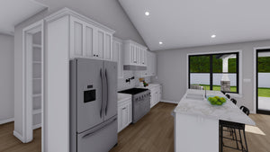AO8481-A Modern Farmhouse Ranch House, 3 Bedrooms, 2.5 Bathrooms | Halifax House Plan Kitchen