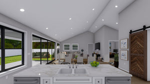AO8481-A Modern Farmhouse Ranch House, 3 Bedrooms, 2.5 Bathrooms | Halifax House Plan Kitchen
