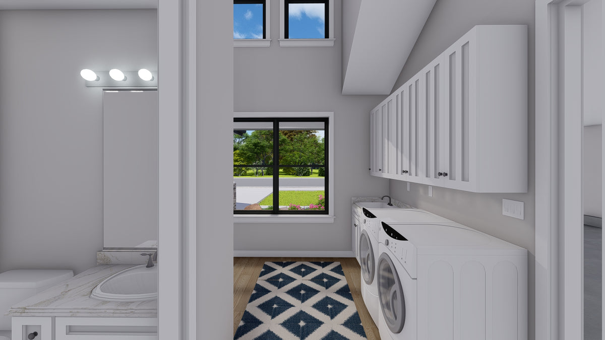 AO8481-A Modern Farmhouse Ranch House, 3 Bedrooms, 2.5 Bathrooms | Halifax House Plan Laundry/Mud Room