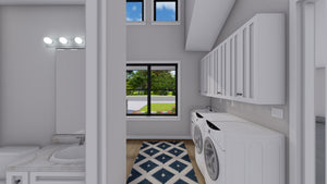 AO8481-A Modern Farmhouse Ranch House, 3 Bedrooms, 2.5 Bathrooms | Halifax House Plan Laundry/Mud Room