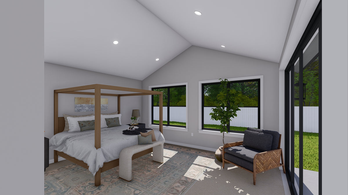 AO8481-A Modern Farmhouse Ranch House, 3 Bedrooms, 2.5 Bathrooms | Halifax House Plan Master Bedroom