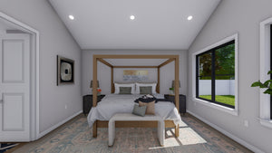 AO8481-A Modern Farmhouse Ranch House, 3 Bedrooms, 2.5 Bathrooms | Halifax House Plan Master Bedroom