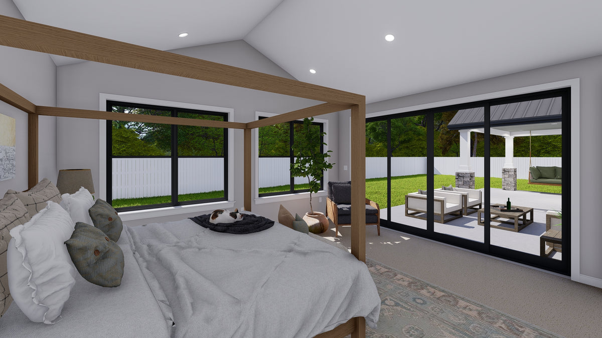 AO8481-A Modern Farmhouse Ranch House, 3 Bedrooms, 2.5 Bathrooms | Halifax House Plan Master Bedroom