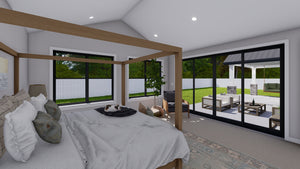 AO8481-A Modern Farmhouse Ranch House, 3 Bedrooms, 2.5 Bathrooms | Halifax House Plan Master Bedroom
