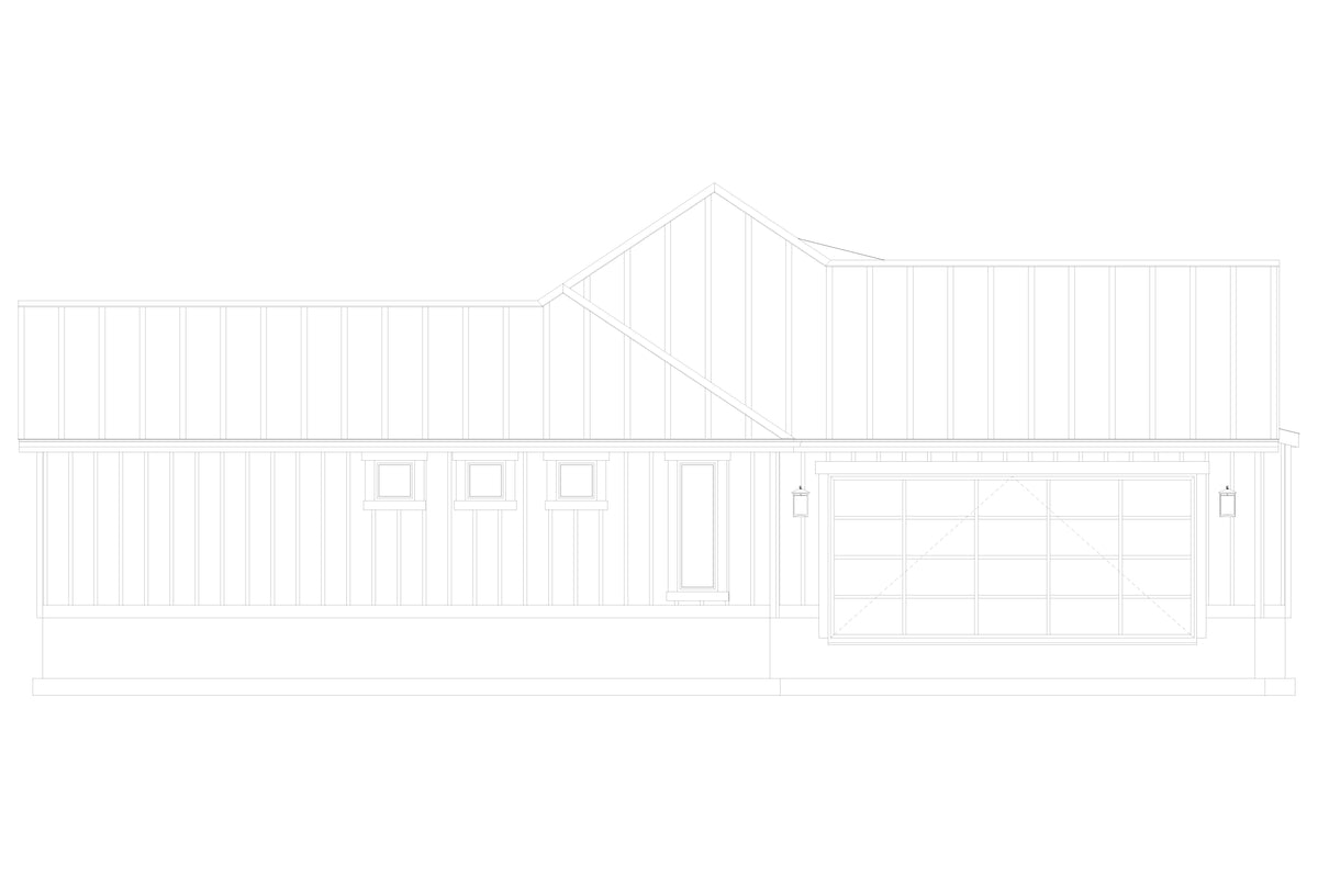 AO8481-A Modern Farmhouse Ranch House, 3 Bedrooms, 2.5 Bathrooms | Halifax House Plan Left Elevation