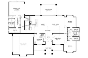 AO8481-A Modern Farmhouse Ranch House, 3 Bedrooms, 2.5 Bathrooms | Halifax House Plan First Floor Plan