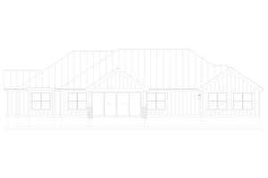 AO8481-A Modern Farmhouse Ranch House, 3 Bedrooms, 2.5 Bathrooms | Halifax House Plan Rear Elevation