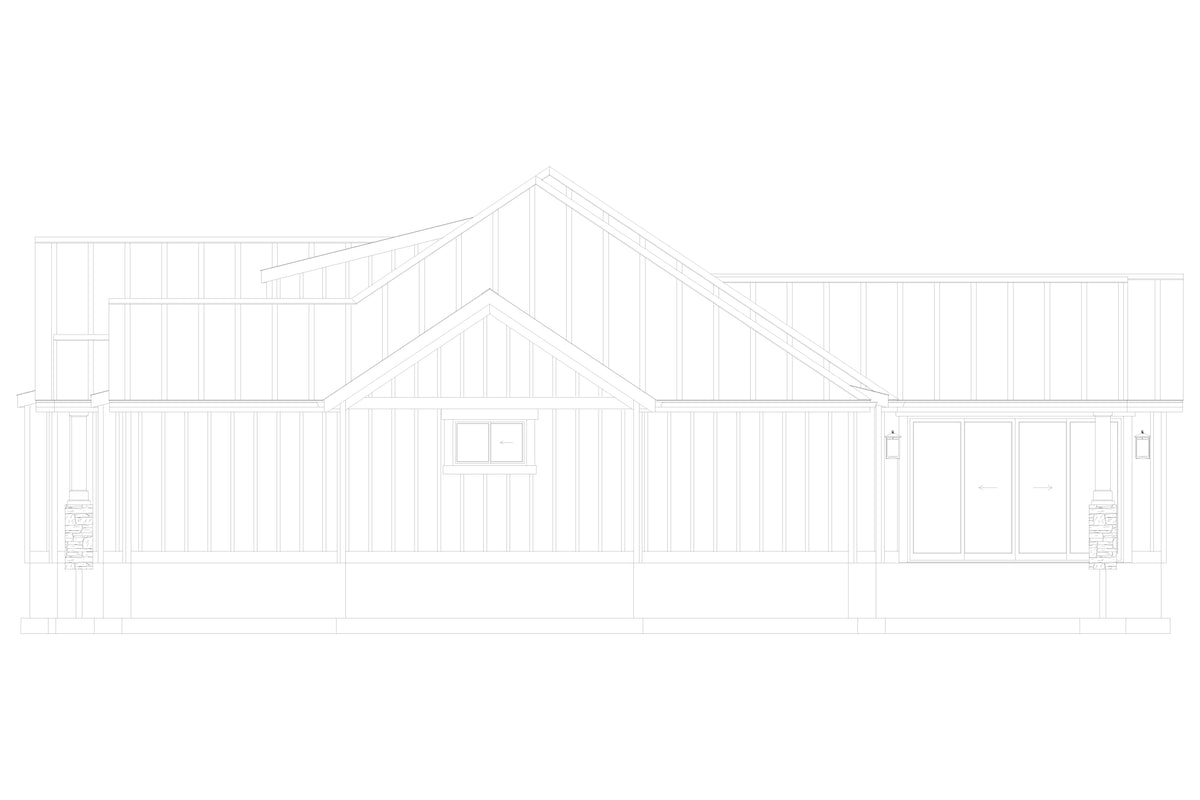 AO8481-A Modern Farmhouse Ranch House, 3 Bedrooms, 2.5 Bathrooms | Halifax House Plan Right Elevation