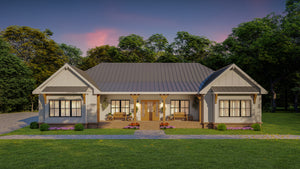 Elegant 3-Bedroom Ranch Plan with Home Office and Deck