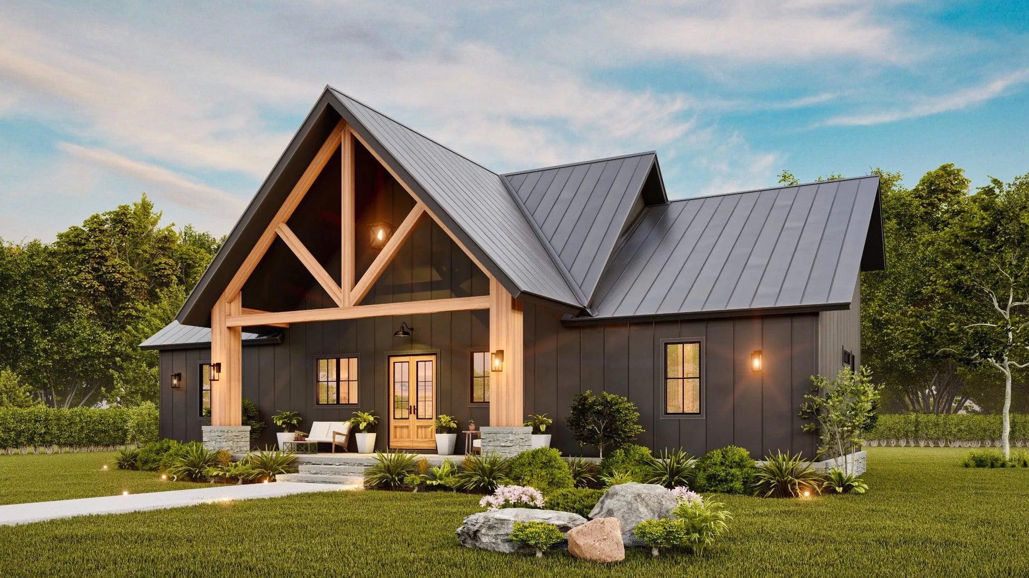 Haystack House Plan | Farmhouse Style | House Plan with Carport