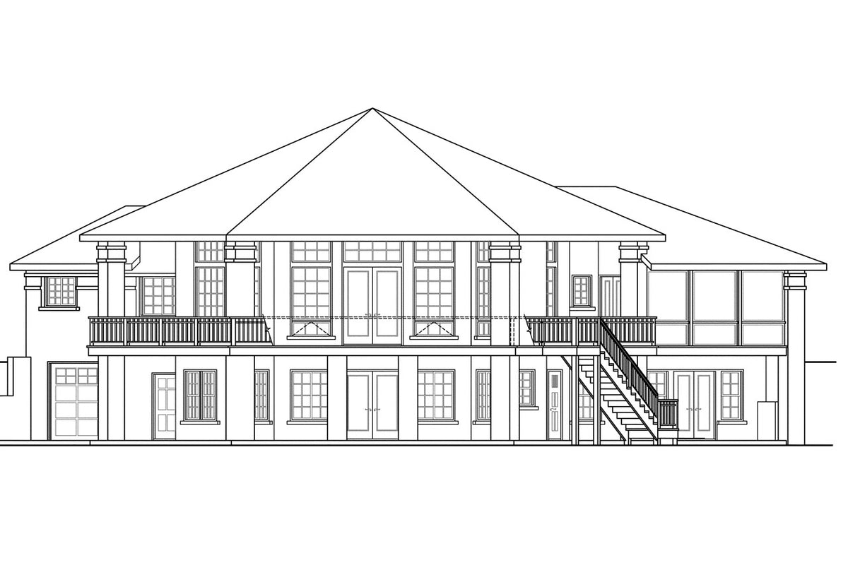 AM7647-A Georgian House Rear Elevation, 5 Bedrooms, 3.5 Bathrooms | Alder Springs House Plan 
