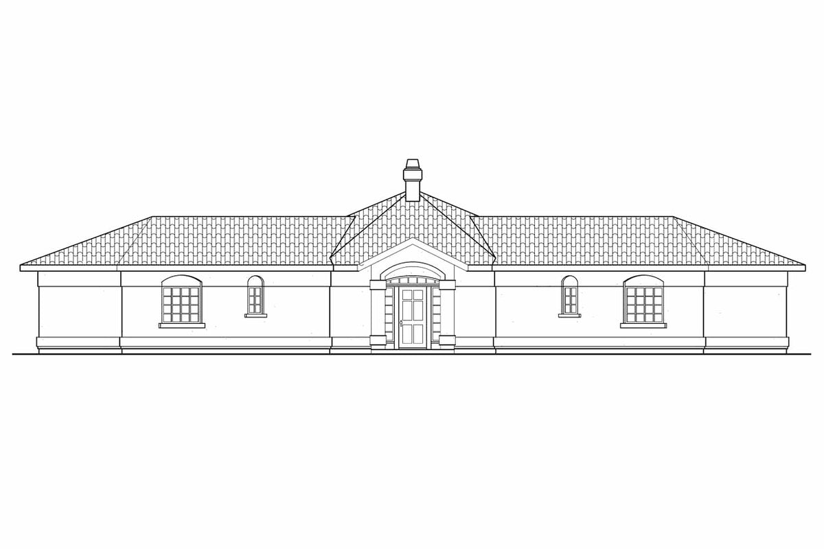 AM7653-A Southwestern House Rear Elevation, 2 Bedrooms, 2.5 Bathrooms | San Pedro House Plan 