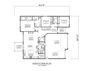 I8356-A Modern Ranch House First Floor Plan, 3 Bedrooms, 2.5 Bathrooms | Hickory II House Plan 