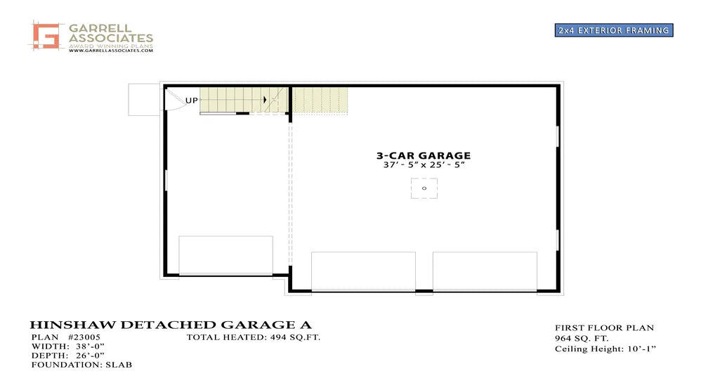 Hinshaw Detached Garage A House Plan - Archival Designs House Plans