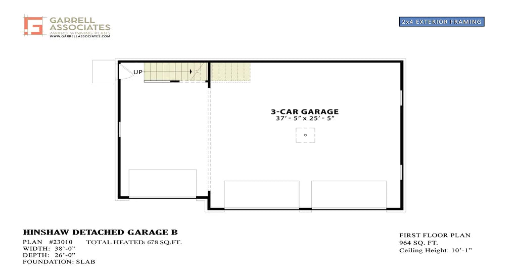 Hinshaw Detached Garage B - Archival Designs House Plans