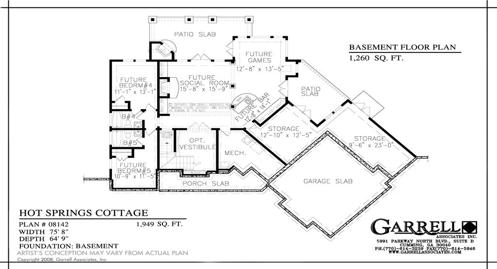Hot Springs Cottage Basement Floor Plan
