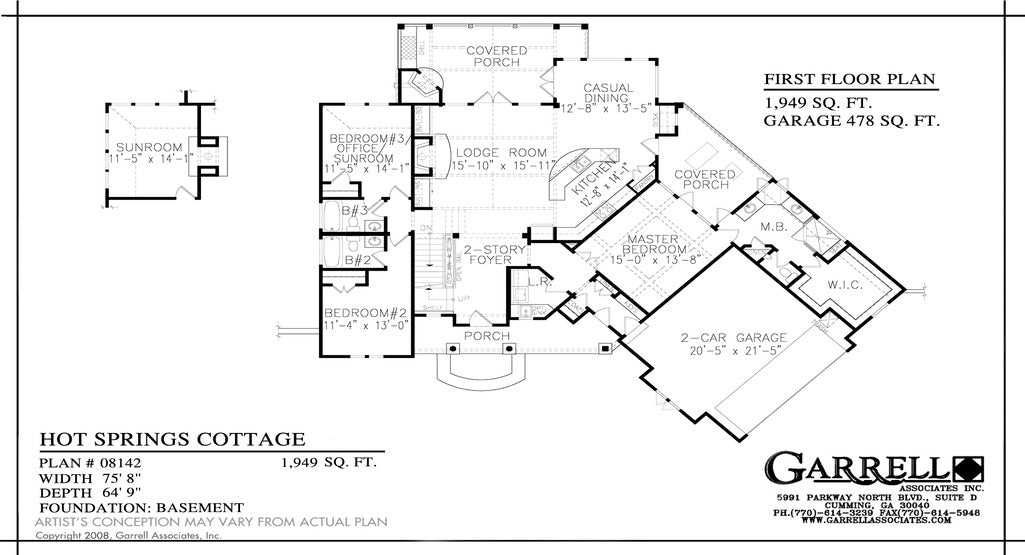 Hot Springs Cottage First Floor Plan
