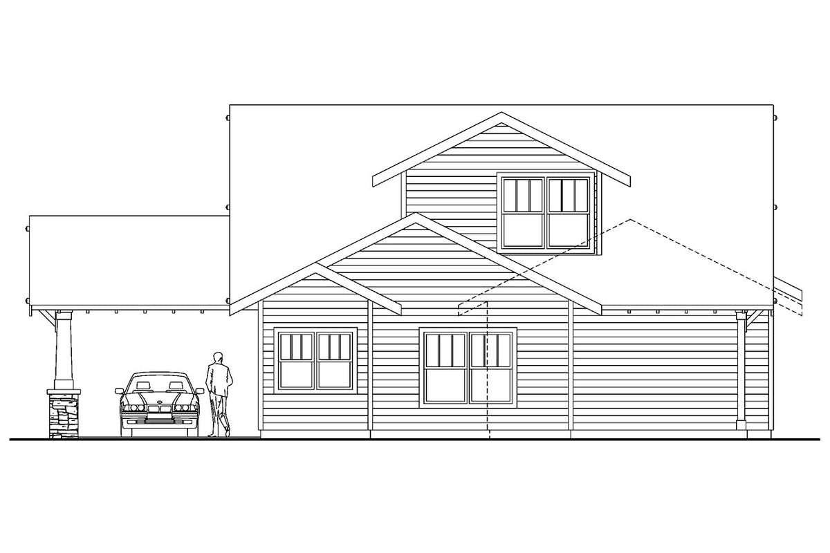 AM8281-A Bungalow House, 3 Bedrooms, 2.5 Bathrooms | Markham House Plan Rear Elevation