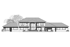 AM8105-A Southwestern House, 4 Bedrooms, 4 Bathrooms | Estefan House Plan Rear Elevation