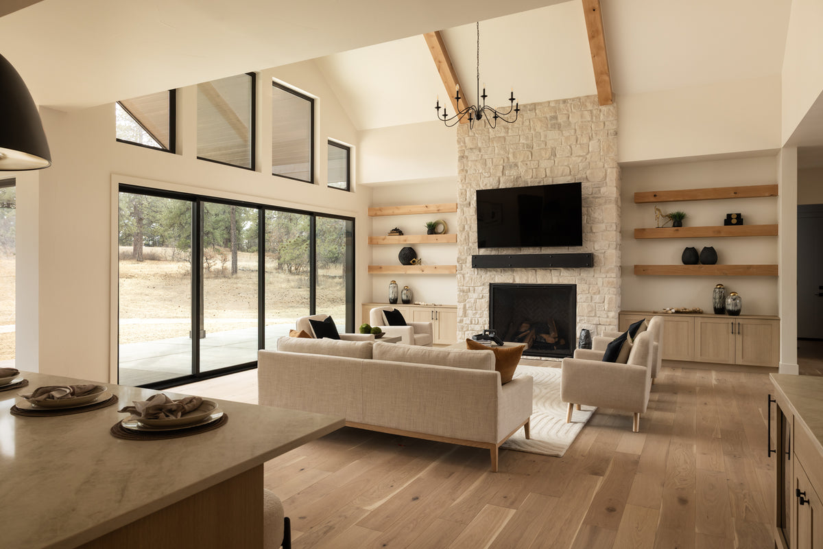 I8352-A Modern Mountain House Living Room, 3 Bedrooms, 3.5 Bathrooms | Falcone Valley House Plan 