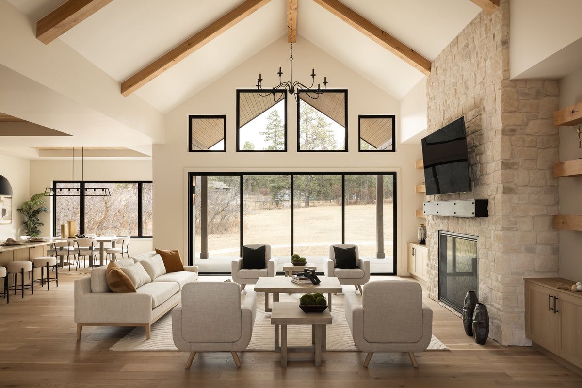 I8352-A Modern Mountain House Living Room, 3 Bedrooms, 3.5 Bathrooms | Falcone Valley House Plan 