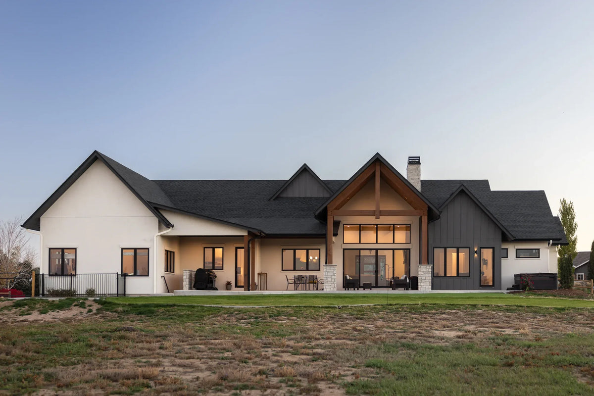 I7632-A Modern Ranch House, 2 Bedrooms, 2.5 Bathrooms | The Gilroy Lane House Plan Exterior-2