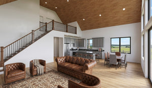AJ8455-A Modern Mountain House, 4 Bedrooms, 2 to 3 Bathrooms | Plan 1074 House Plan Great Room