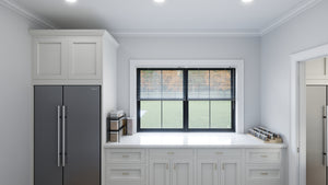 AJ7709-A Modern Barndominium House Pantry, 2 Bedrooms, 2 Bathrooms | Plan 1058 