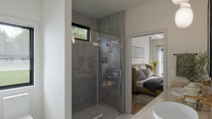 AJ7703-A Modern Barn House Master Bathroom, 2 Bedrooms, 2 Bathrooms | Plan 1049 