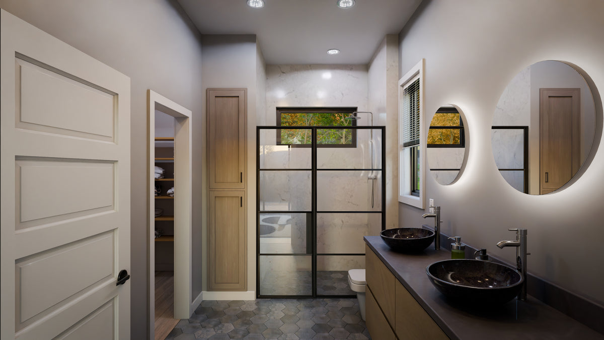 AJ7705-A Contemporary House Master Bathroom, 1 Bedroom, 1.5 Bathroom | Plan 1052 