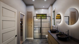 AJ7705-A Contemporary House Master Bathroom, 1 Bedroom, 1.5 Bathroom | Plan 1052 
