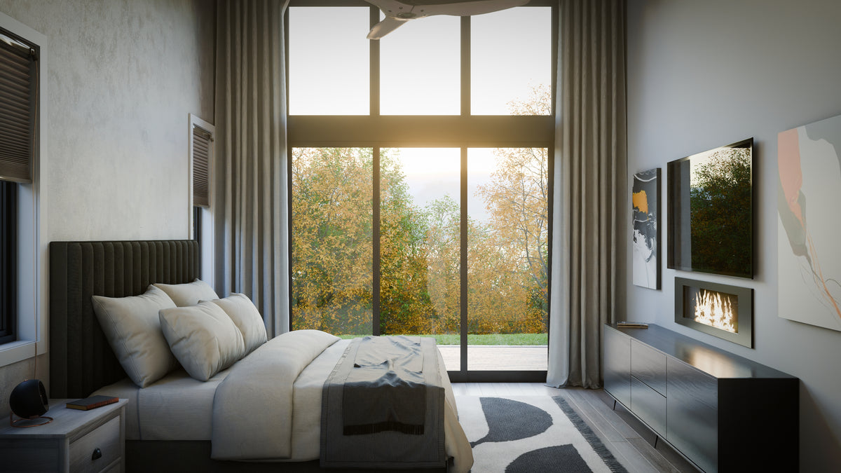 AJ7705-A Contemporary House Master Bedroom, 1 Bedroom, 1.5 Bathroom | Plan 1052 