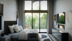 AJ7706-A Modern Ranch House Master Bedroom, 3 Bedrooms, 2.5 Bathrooms | Plan 1053 