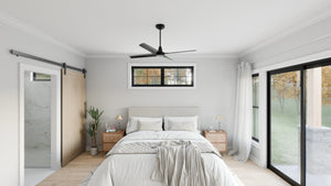 AJ7709-A Modern Barndominium House Master Bedroom, 2 Bedrooms, 2 Bathrooms | Plan 1058 