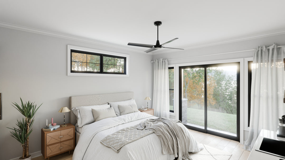 AJ7709-A Modern Barndominium House Master Bedroom, 2 Bedrooms, 2 Bathrooms | Plan 1058 