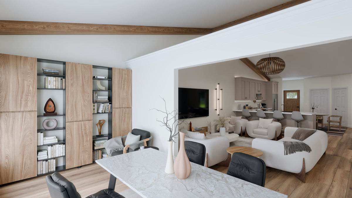 AJ7703-A Modern Barn House Den, 2 Bedrooms, 2 Bathrooms | Plan 1049 