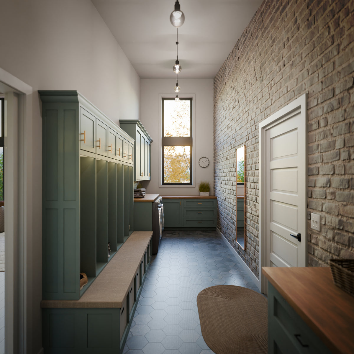 AJ7705-A Contemporary House Mud Room, 1 Bedroom, 1.5 Bathroom | Plan 1052 