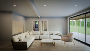 AJ7706-A Modern Ranch House Recreational Room, 3 Bedrooms, 2.5 Bathrooms | Plan 1053 