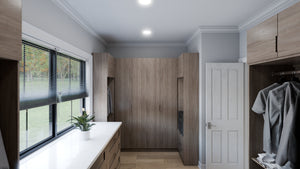 AJ7709-A Modern Barndominium House Walk-in Closet, 2 Bedrooms, 2 Bathrooms | Plan 1058 