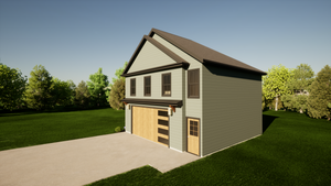 750 Sq Ft 2-Bedroom Carriage House Plan with Garage & Workshop