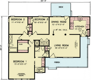 A8203-A Modern Farmhouse First Floor Plan, 3 Bedrooms, 2 Bathrooms | Zachary House Plan 