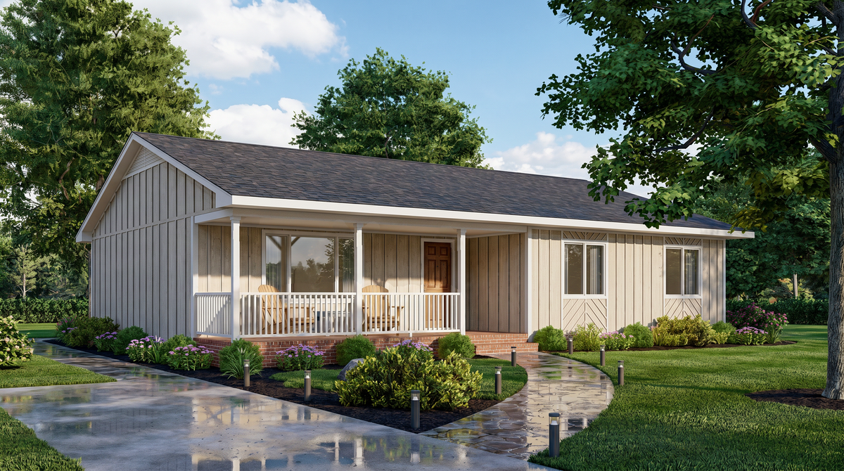 A8204-A Traditional House, 3 Bedrooms, 2 Bathrooms | Beagle House Plan Exterior-3