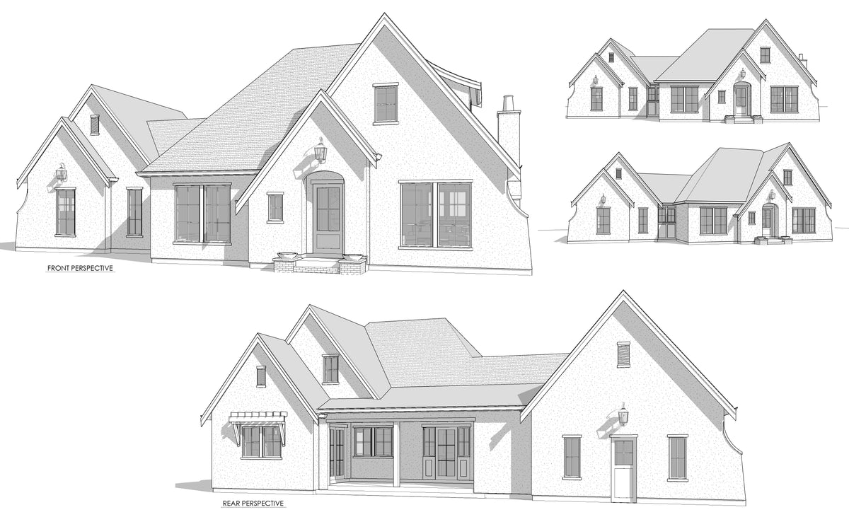 Traditional Contemporary House Plan with Main Floor Master and Two Upstairs Bedrooms