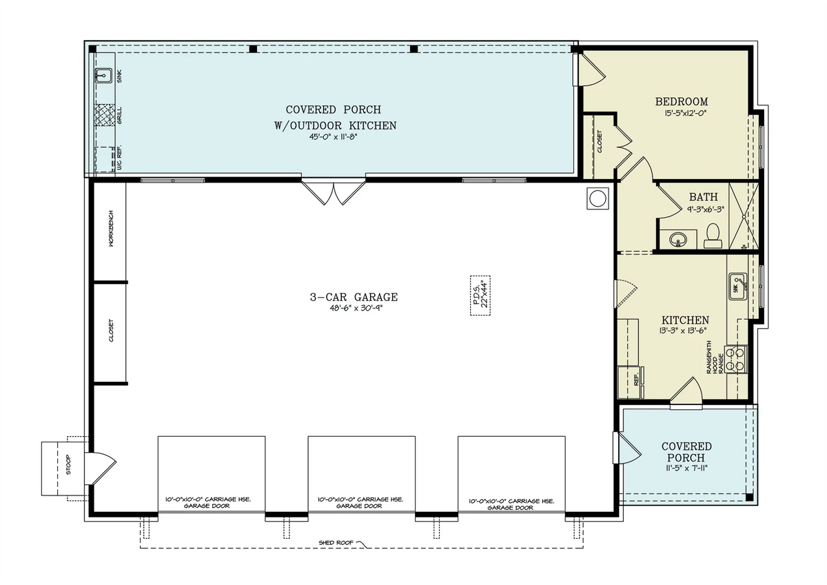 Jasmine Garage Plan - Archival Designs House Plans, floor plan